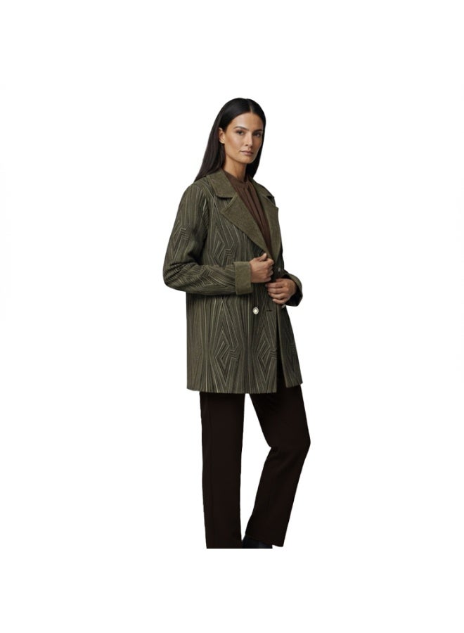 Smoky Egypt Smoky Suede Geo Print Quilted Jacket-Olive - Image 4